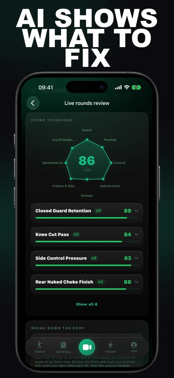 Grappling AI: Mat Coach app screen 1